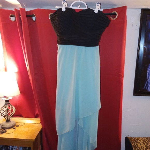 Black & teal strapless dress - Picture 1 of 3